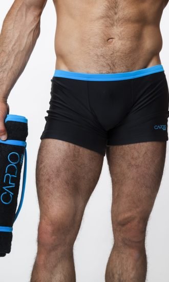 CARDOBOX men body towel bamboo black with turquoise braid CARDO Paris swimming pool swimwear pretty elegant comfy french